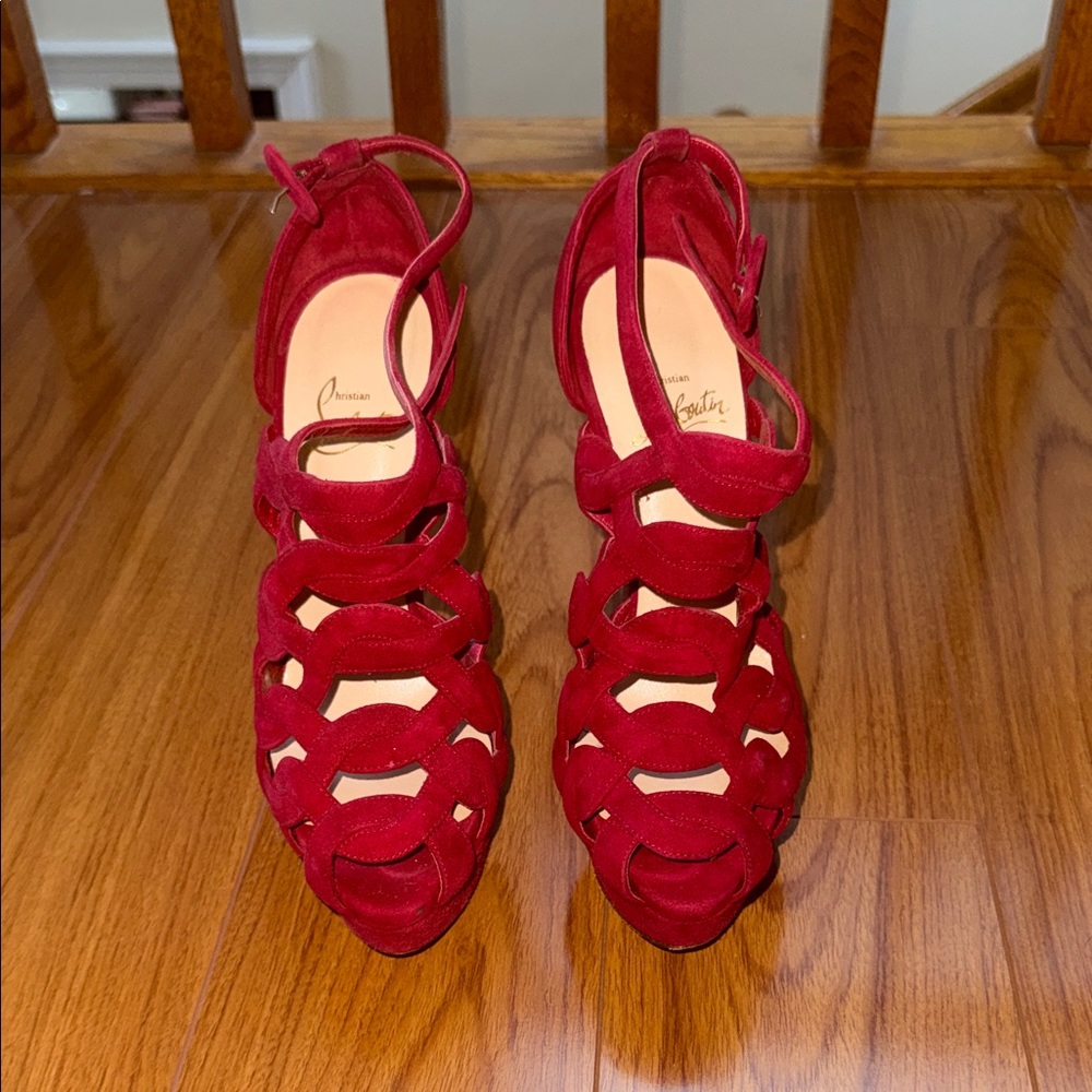 Christian Louboutin Red Strappy Heels